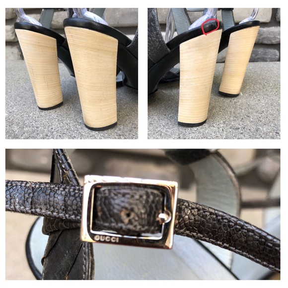 Gucci T-Strap Grey Ostrich Claw Tom Ford VTG sz 10 - Picture 8 of 8